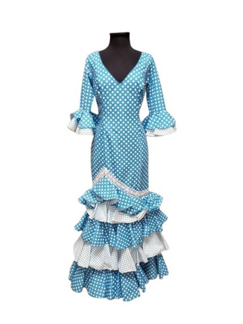 T 46. Robe flamenco Outlet. Mod. Alegría Azul Turquesa. Taille 46